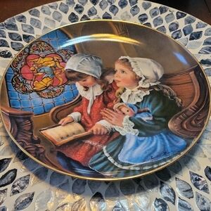 Decorative Plate with Red and Blue Accents